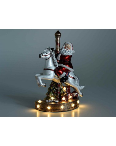 Music box Santa Claus on horseback with lights and music -  - 