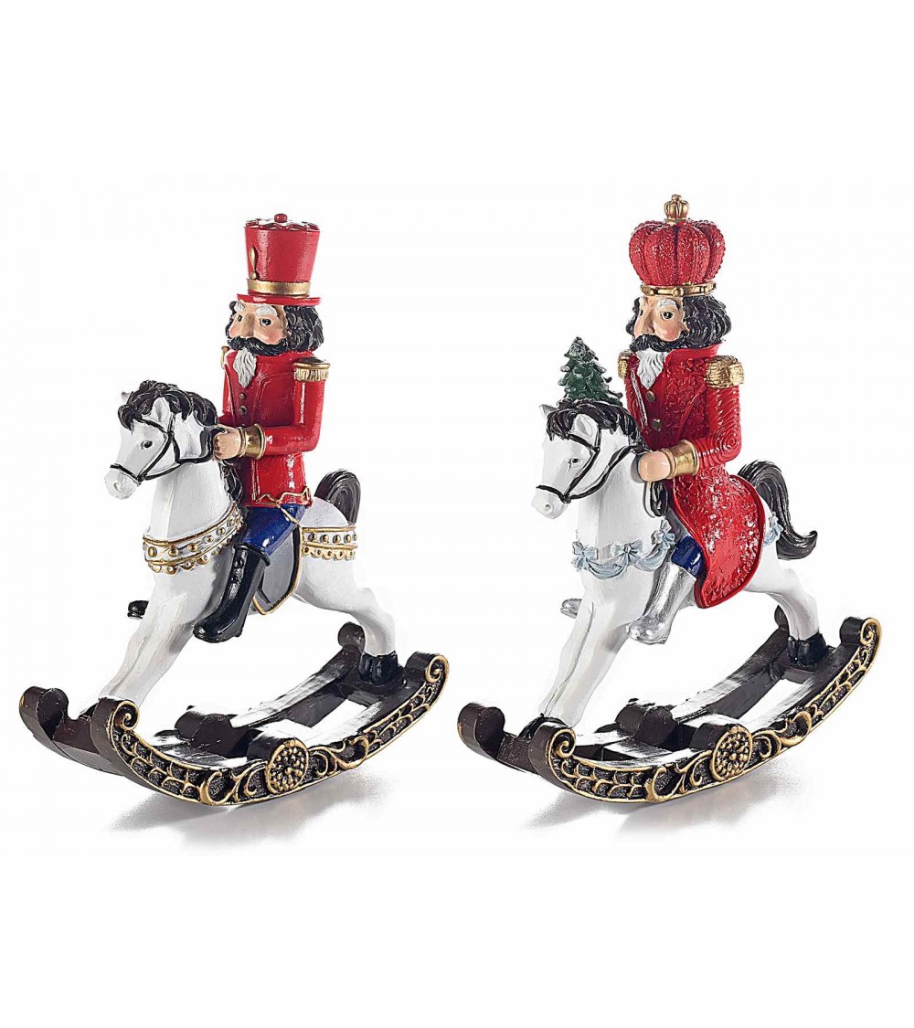 Set 2 Resin Nutcracker on Rocking Horse -  - 