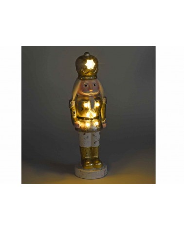 Nutcracker in White and Golden Resin with Led Lights -  - 