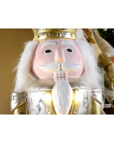 Nutcracker in White and Golden Resin with Led Lights -  - 