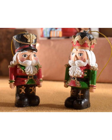 Set of 6 Resin Nutcrackers to Hang with Glitter Decorations -  - 