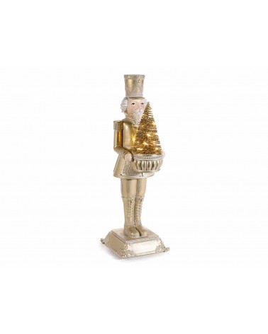 Resin Nutcracker with Golden Details and Tree with Led Lights - 2 Pieces -  - 