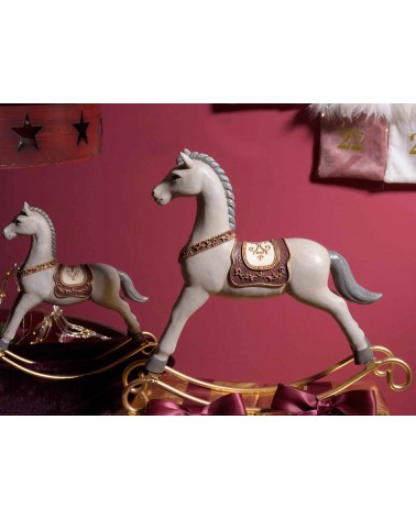 Set of 2 Resin Rocking Horses with Golden Details -  - 