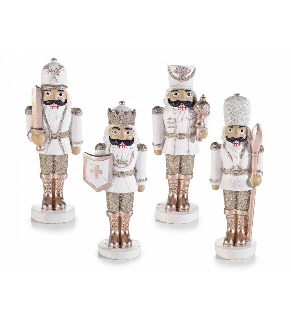 Set of 8 Nutcracker Soldiers in Resin with Glitter Details -  - 