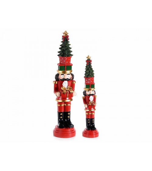 Set 2 Resin Nutcracker with Gifts and Christmas Tree -  - 