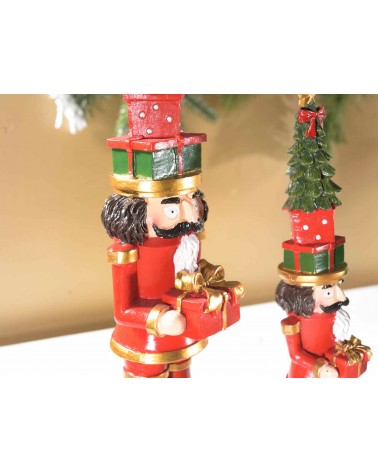 Set 2 Nussknacker aus Harz mit Geschenken und Weihnachtsbaum - 