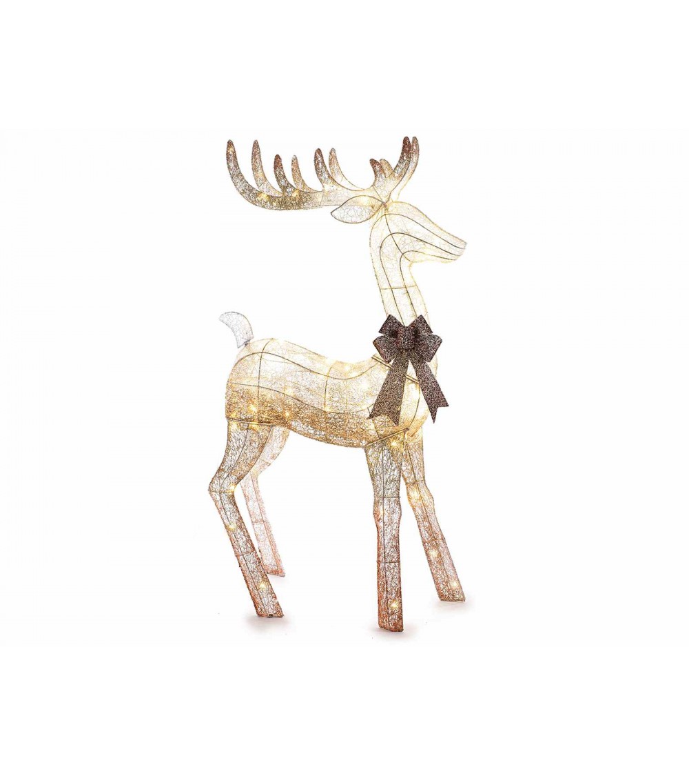 Metal Reindeer with Glitter and Warm White Led Lights -  - 