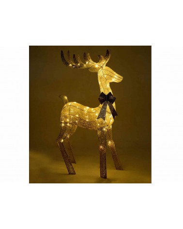 Metal Reindeer with Glitter and Warm White Led Lights -  - 