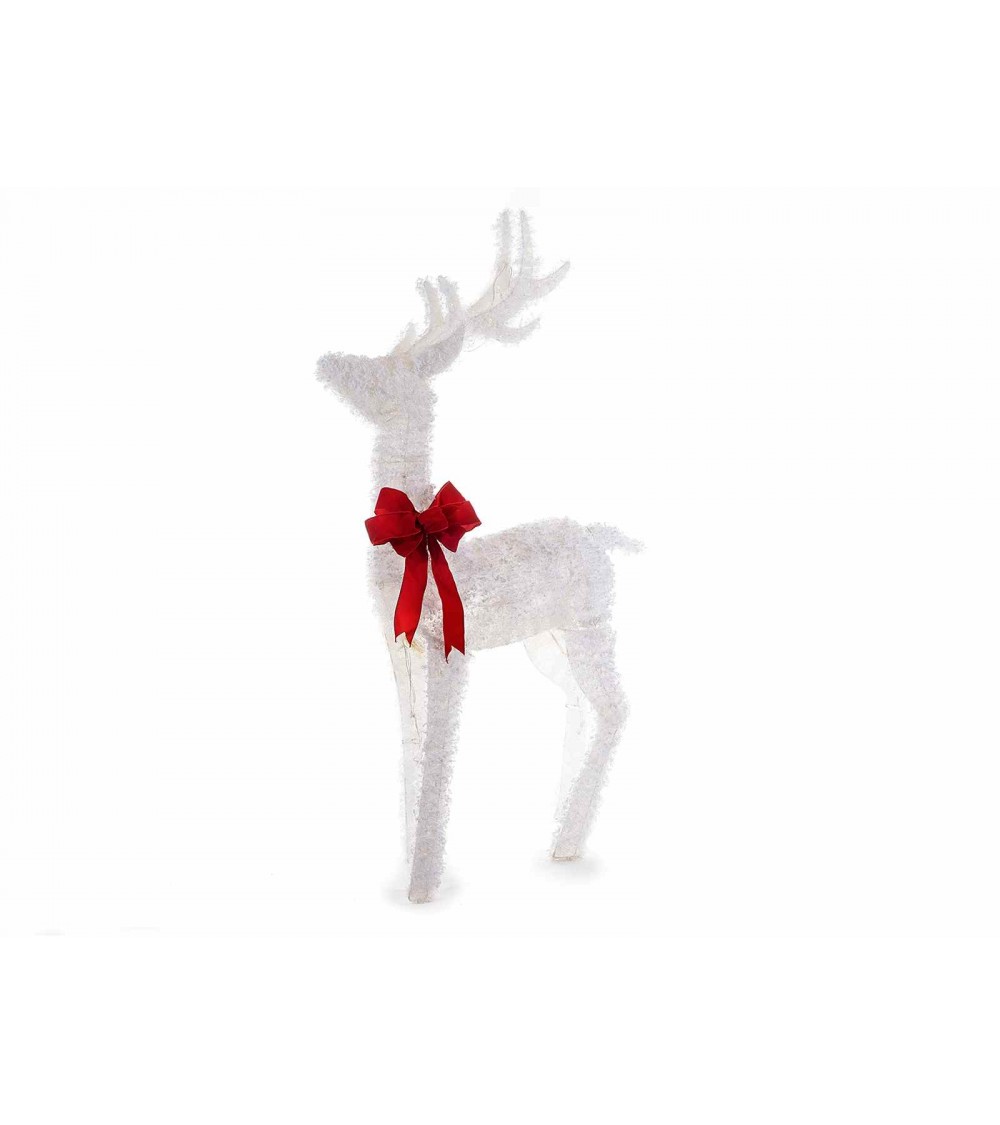 Snow-covered Metal Reindeer with Warm White Led Lights -  - 