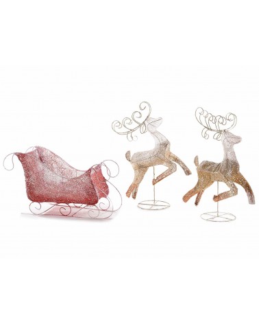 Slit set with 2 shaded metal reindeers and LED lights -  - 