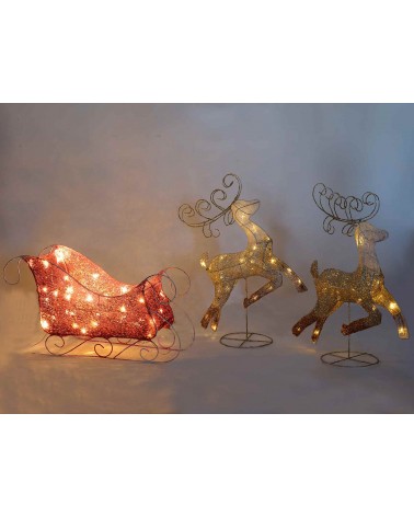 Slit set with 2 shaded metal reindeers and LED lights -  - 