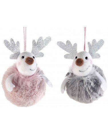 Reindeer in Eco-Fur with Glittered Horns - 12 Pieces -  - 