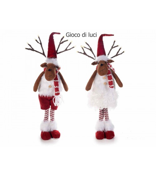 Fabric Reindeer with Moldable Hat and Led Lights - 2 Pieces -  - 