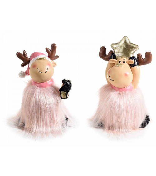 Resin Reindeer with Golden Details and Led Lights - 2 Pieces -  - 