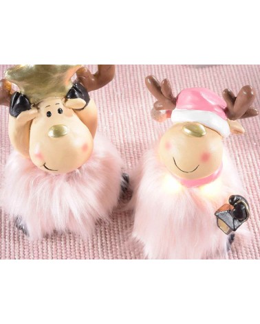 Resin Reindeer with Golden Details and Led Lights - 2 Pieces -  - 