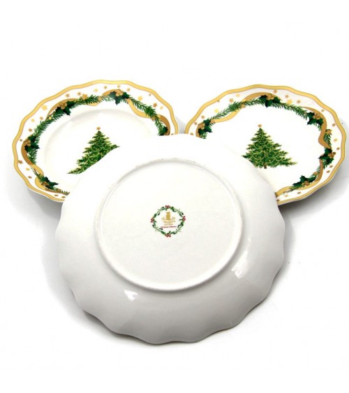 Service d'assiettes de Noël en porcelaine "Gold Christmas" 18 Pièces - Famille Royale -