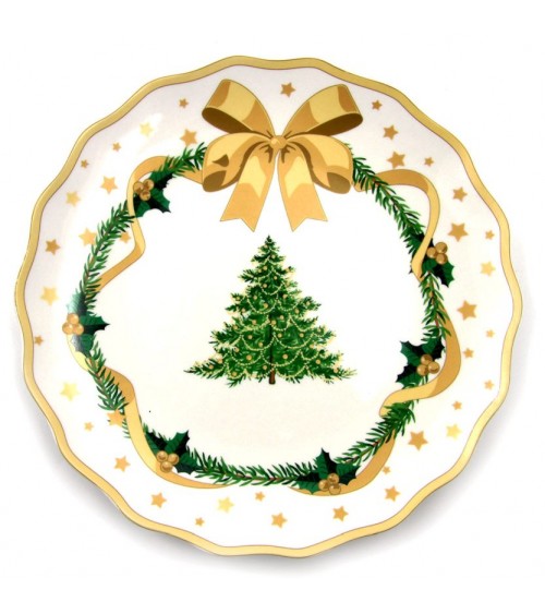 Service d'assiettes de Noël en porcelaine "Gold Christmas" 18 Pièces - Famille Royale -