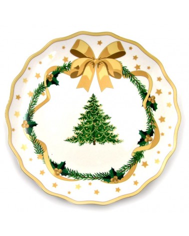 Service d'assiettes de Noël en porcelaine "Gold Christmas" 18 Pièces - Famille Royale -