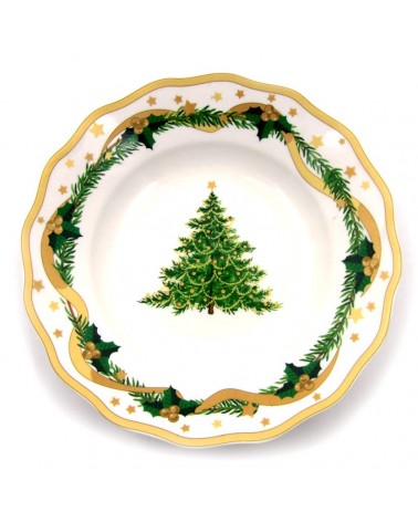 Service d'assiettes de Noël en porcelaine "Gold Christmas" 18 Pièces - Famille Royale -