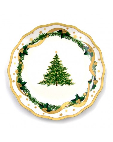 Service d'assiettes de Noël en porcelaine "Gold Christmas" 18 Pièces - Famille Royale -