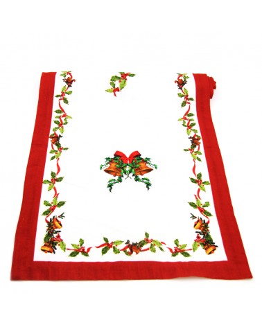 Christmas Runner in Cotton and Linen "Christmas Carol" cm 135 x 45 - Royal Family -