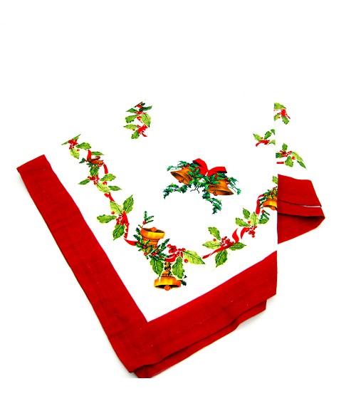 Nappe de Noël rectangulaire en coton et lin "Christmas Carol" 140 x 300 cm - Famille Royale -
