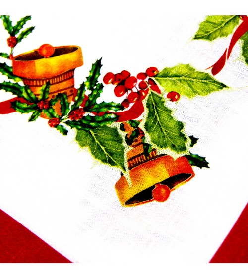 Nappe de Noël rectangulaire en coton et lin "Christmas Carol" 140 x 300 cm - Famille Royale -