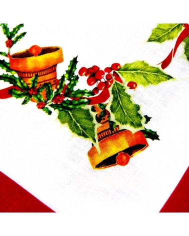 Nappe de Noël rectangulaire en coton et lin "Christmas Carol" 140 x 300 cm - Famille Royale -