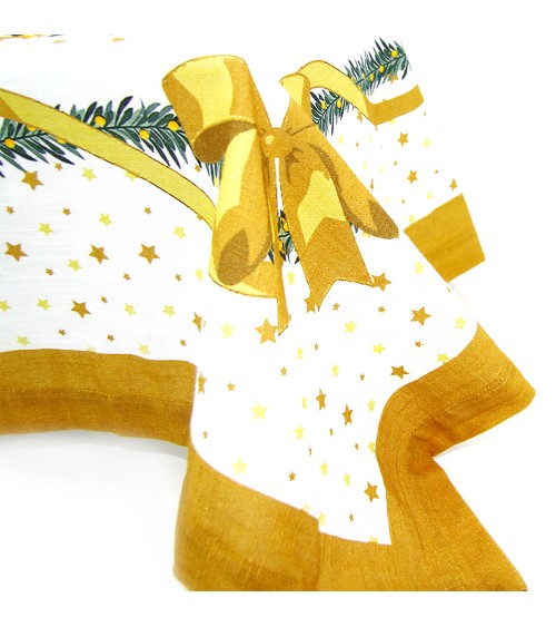 Tovaglia di Natale Rettangolare in Cotone e Lino "Gold Christmas" cm 140 x 240 - Royal Family - 
