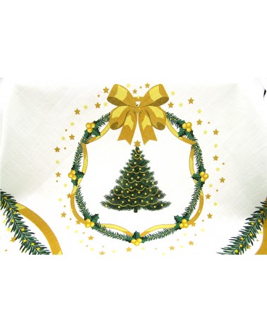 Rechteckige Weihnachtstischdecke aus Baumwolle und Leinen "Gold Christmas" 140 x 240 cm - Royal Family - 