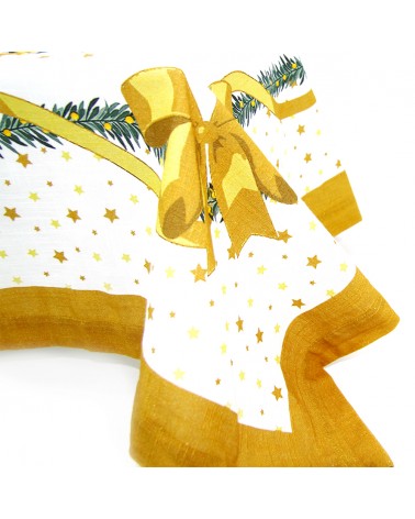Nappe de Noël rectangulaire en coton et lin "Gold Christmas" 140 x 300 cm - Royal Family - 