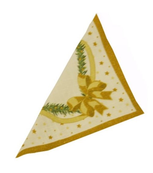Pack of 6 Christmas Napkins in Cotton and Linen "Gold Christmas" - Royal Family -  - 