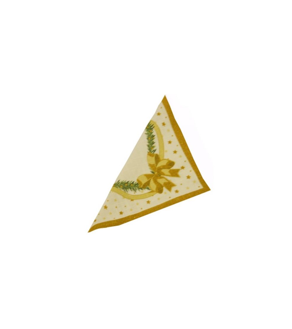 Pack of 6 Christmas Napkins in Cotton and Linen "Gold Christmas" - Royal Family -  - 