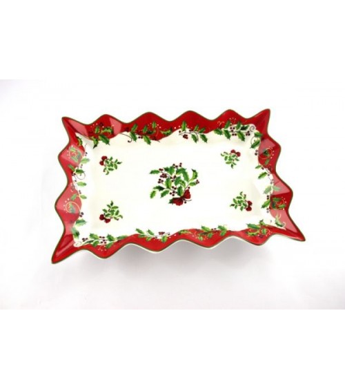 Centrotavola Natalizio in Ceramica con Bordo Smerlato "Christmas" - Royal Family - 