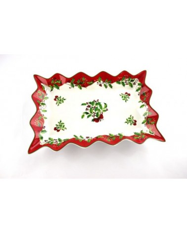 Centrotavola Natalizio in Ceramica con Bordo Smerlato "Christmas" - Royal Family - 