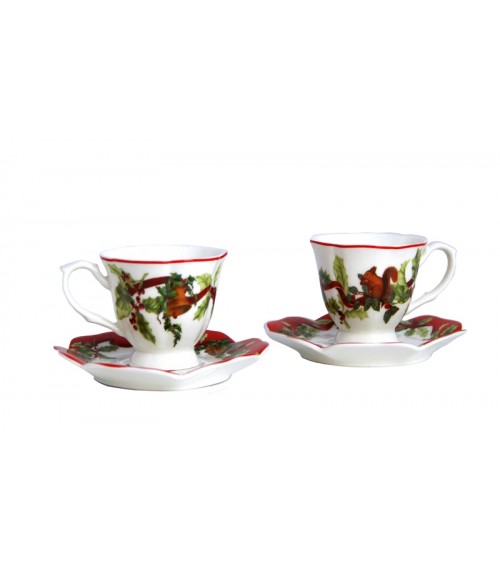 Set 2 Porcelain Christmas Cups "Christmas Carol" - Royal Family -  - 