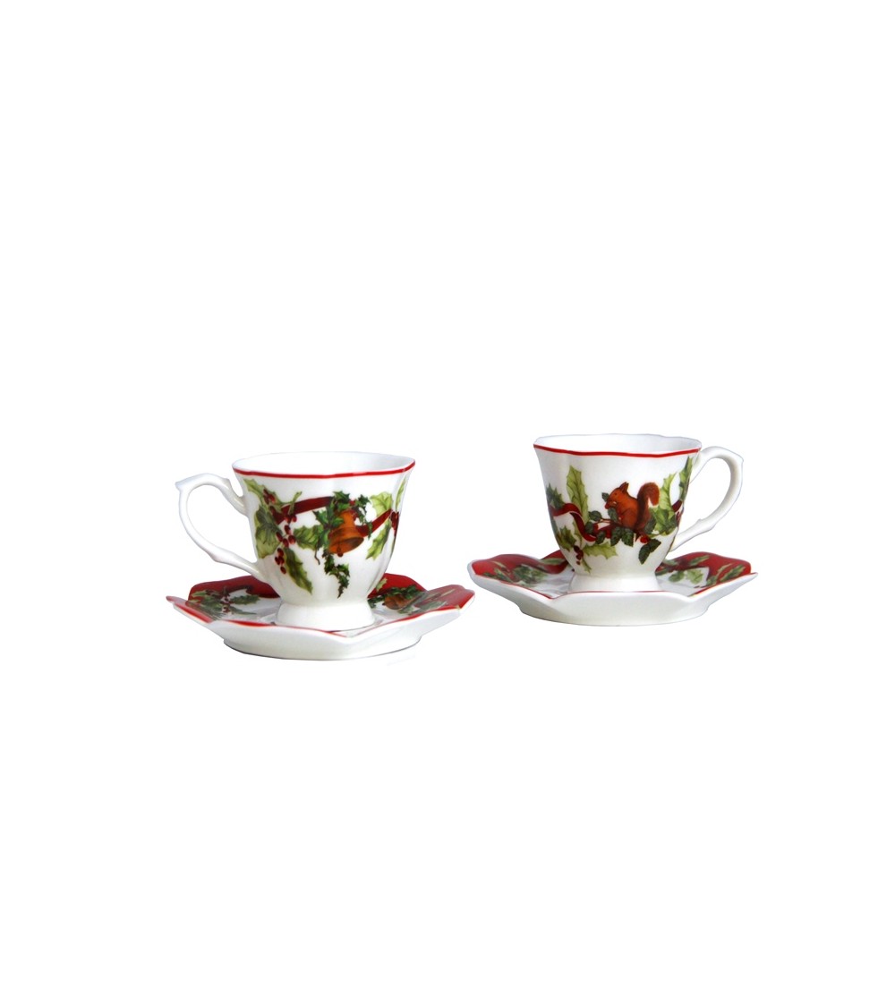 Set 2 Porcelain Christmas Cups "Christmas Carol" - Royal Family -  - 
