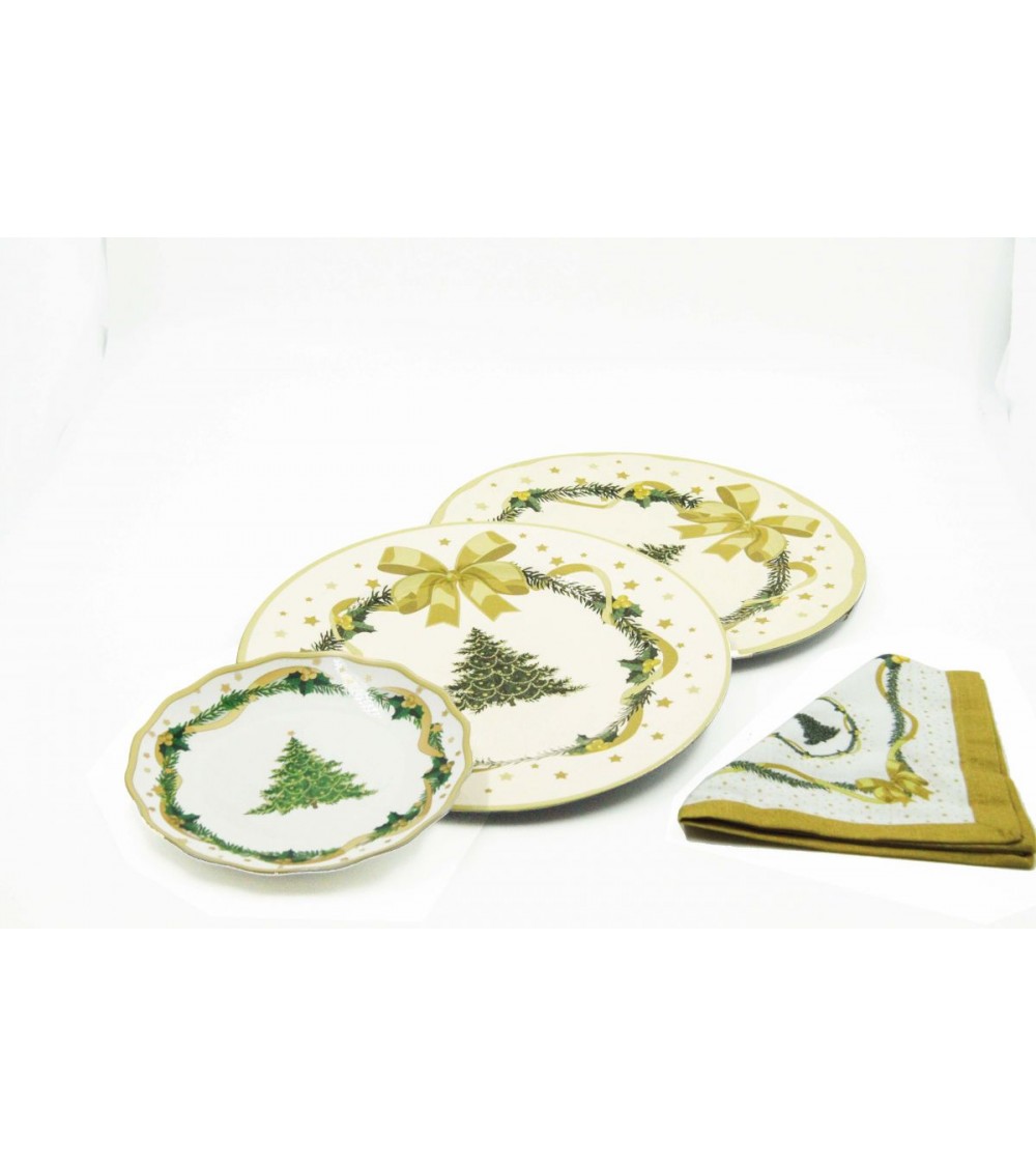 Set of 6 Christmas Plates in PVC "Gold Christmas" - Royal Family -  - 