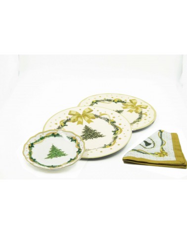Set mit 6 Weihnachtstellern aus PVC "Gold Christmas" - Royal Family - 