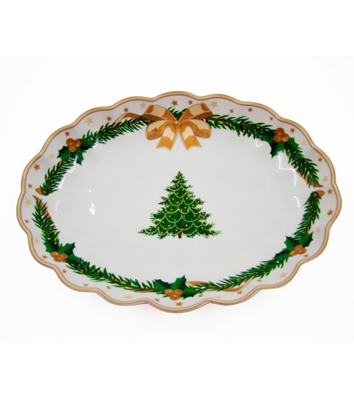 Runder Keramik-Weihnachtsaufsatz "Gold Christmas" - Royal Family - 