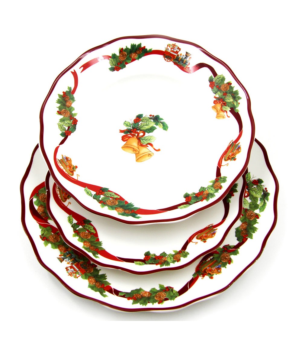 Vaisselle de Noël - Porcelaine 30 pièces - Motif de Noël - Services de  table cadeau 