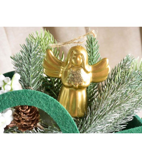 Set of 12 Ceramic Christmas Angels with Glitter Star to hang -  - 