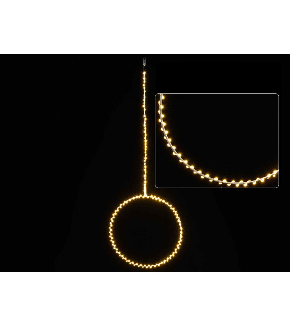 Cercle de Noël lumineux avec lumières LED blanc chaud à accrocher - 