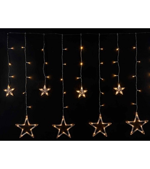 Weihnachtsregenlichter mit hängenden Sternen und warmweißen LED-Lichtern - 
