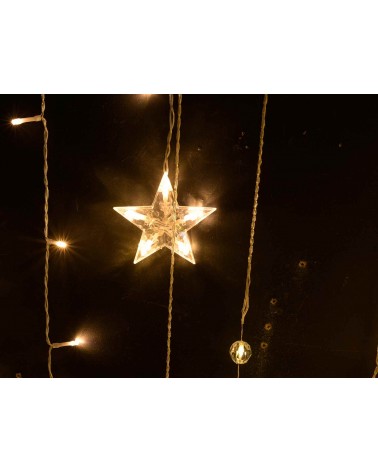 Lumières de pluie de Noël avec étoiles suspendues et lumières LED blanc chaud - 