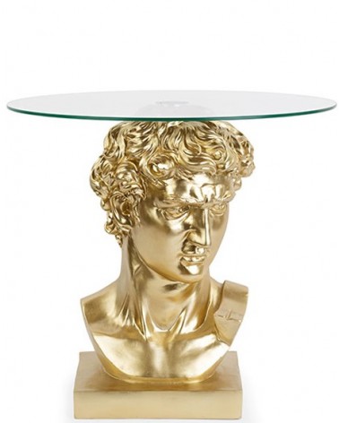 Glass Coffee Table with David Gold Resin Bust -  - 