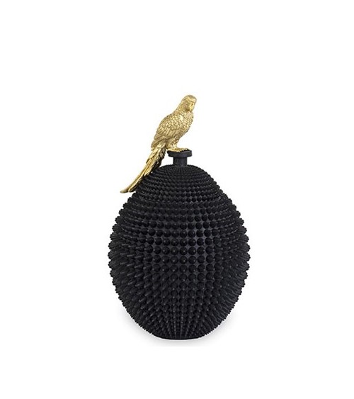 Black Resin Potiche with Gold Parrot -  - 
