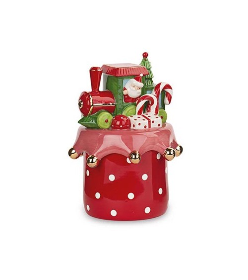 Red Christmas Box with White Polka Dots in Porcelain