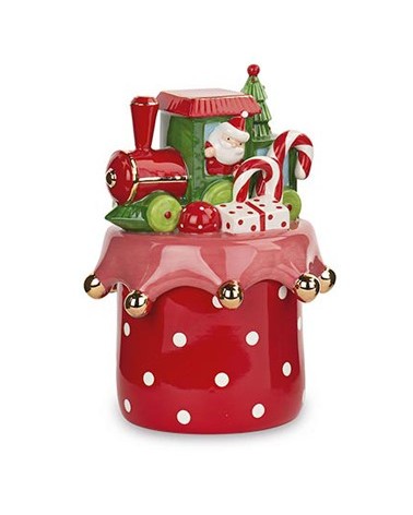 Boîte de Noël rouge à pois blancs en porcelaine - 