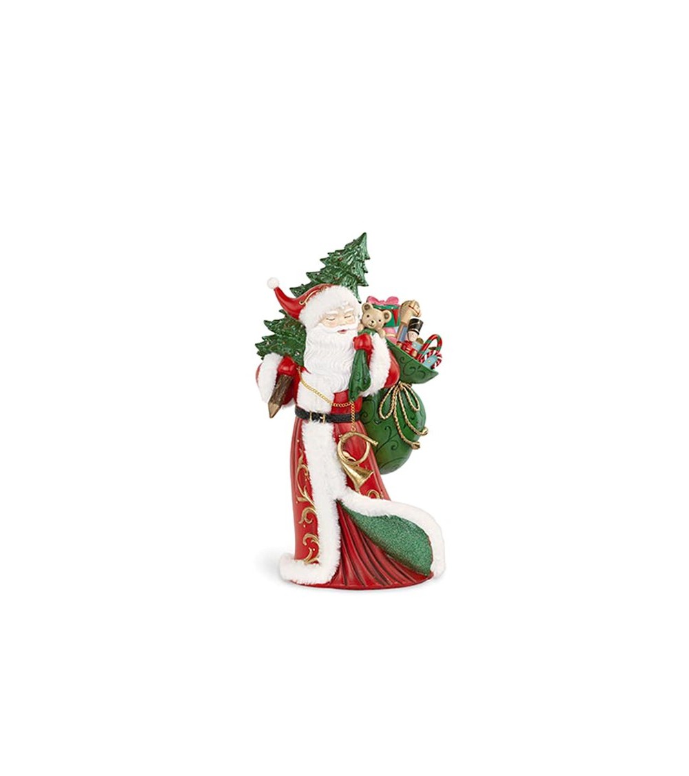 Resin Santa Claus with Gift Bag and Pine -  - 